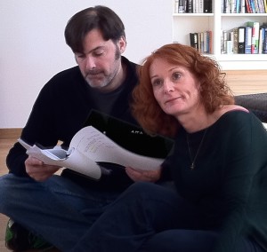 Timothy Lone and Rhona Richards rehearsing DO YOU WANT TO KNOW A SECRET?