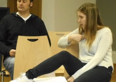 Timothy Lone (Walter) and Sarah Lamesch (Erika) rehearsing DO YOU WANT TO KNOW A SECRET?