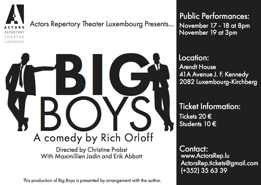 Actors Rep Presents BIG BOYS at Arendt House, November 17-19, 2017